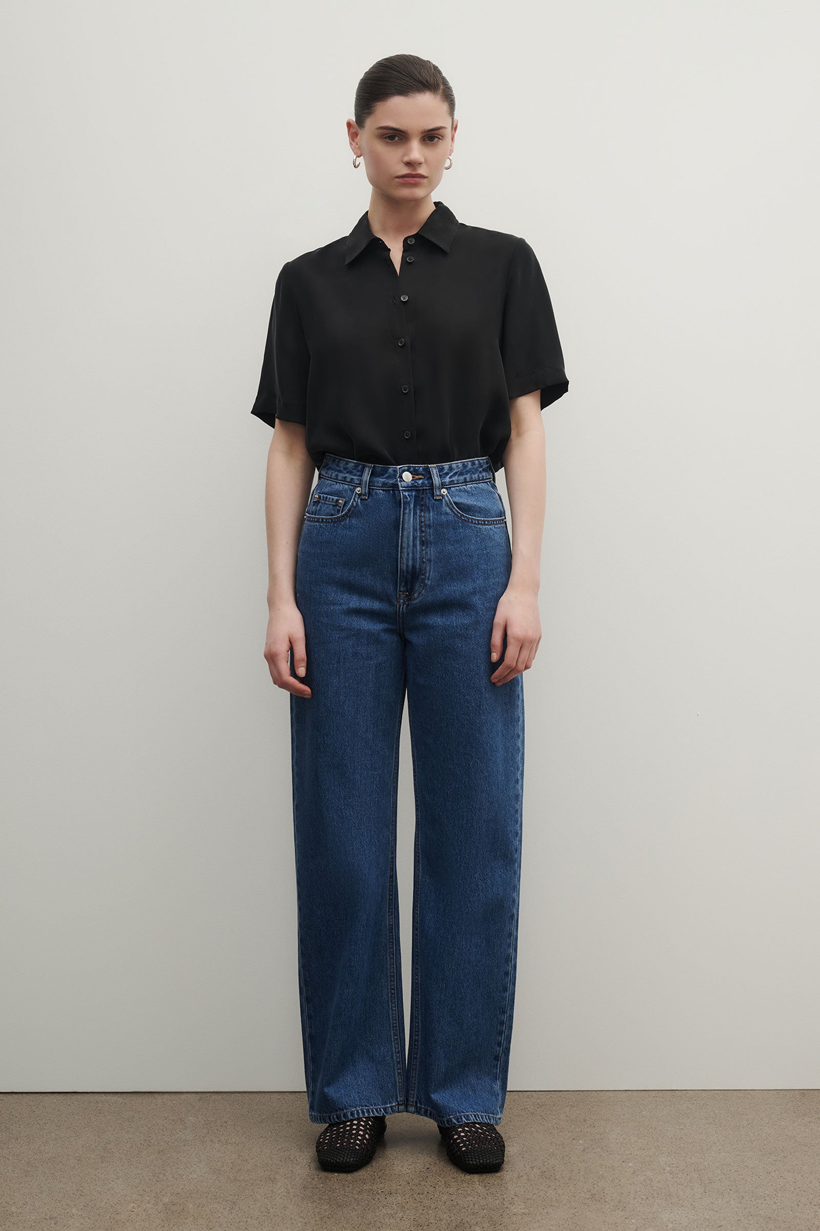 Organic Stretch Wide Leg Jean Royal Blue 