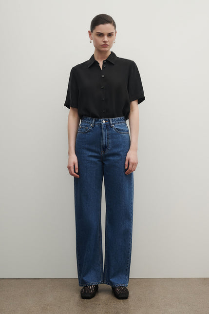 Organic Stretch Wide Leg Jean Royal Blue 