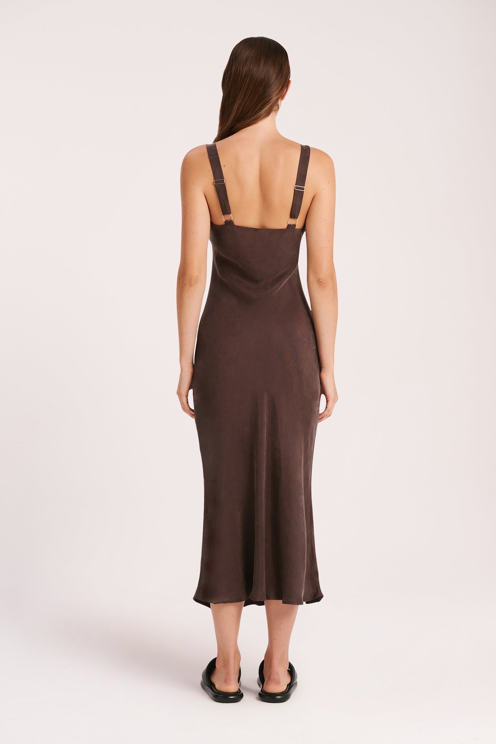 Nude Lucy Ren Cupro Slip Dress In A Brown Cinder Colour 