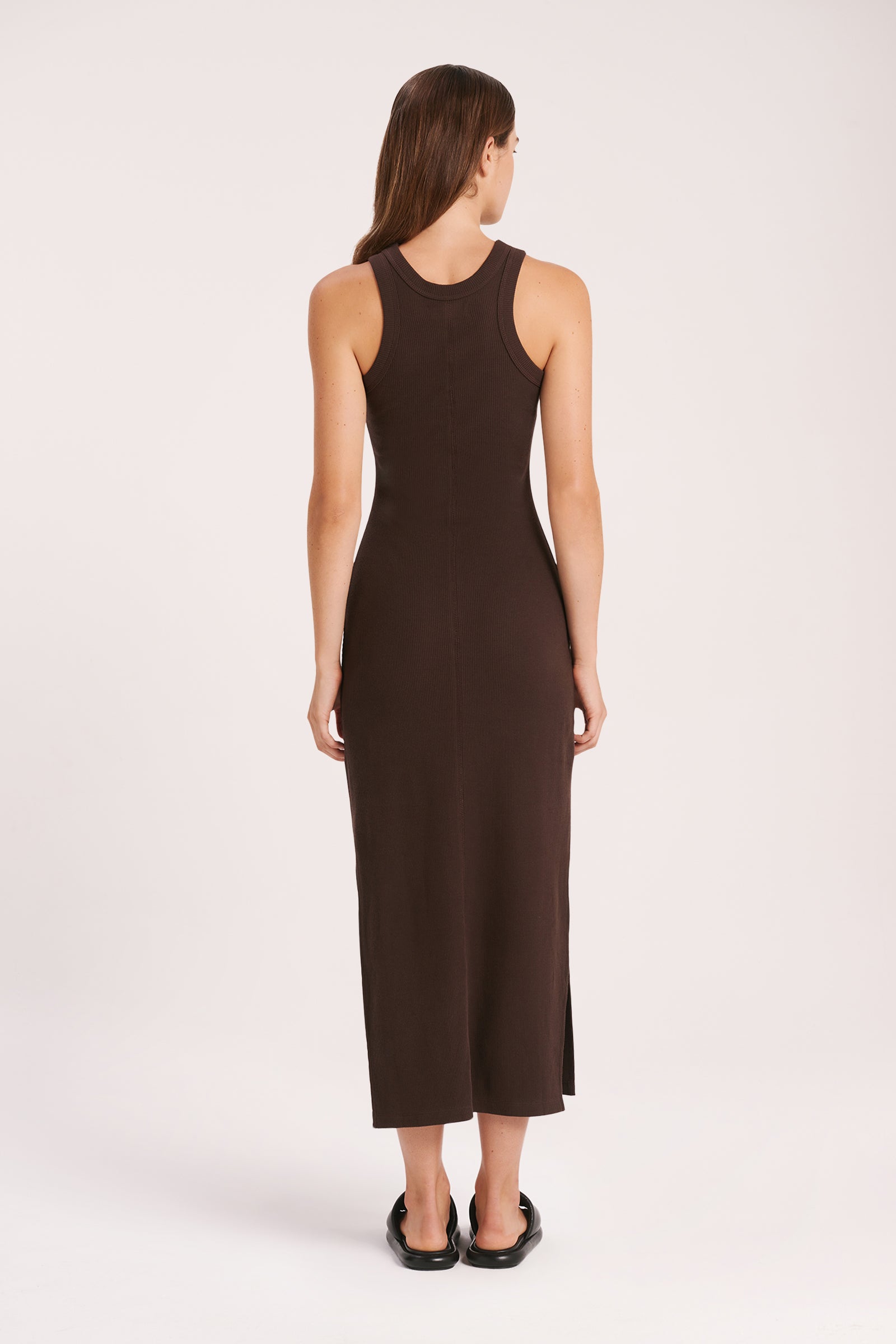 Nude Lucy Sia Waffle Dress In A Brown Cinder Colour 
