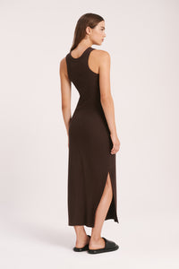 Nude Lucy Sia Waffle Dress In A Brown Cinder Colour