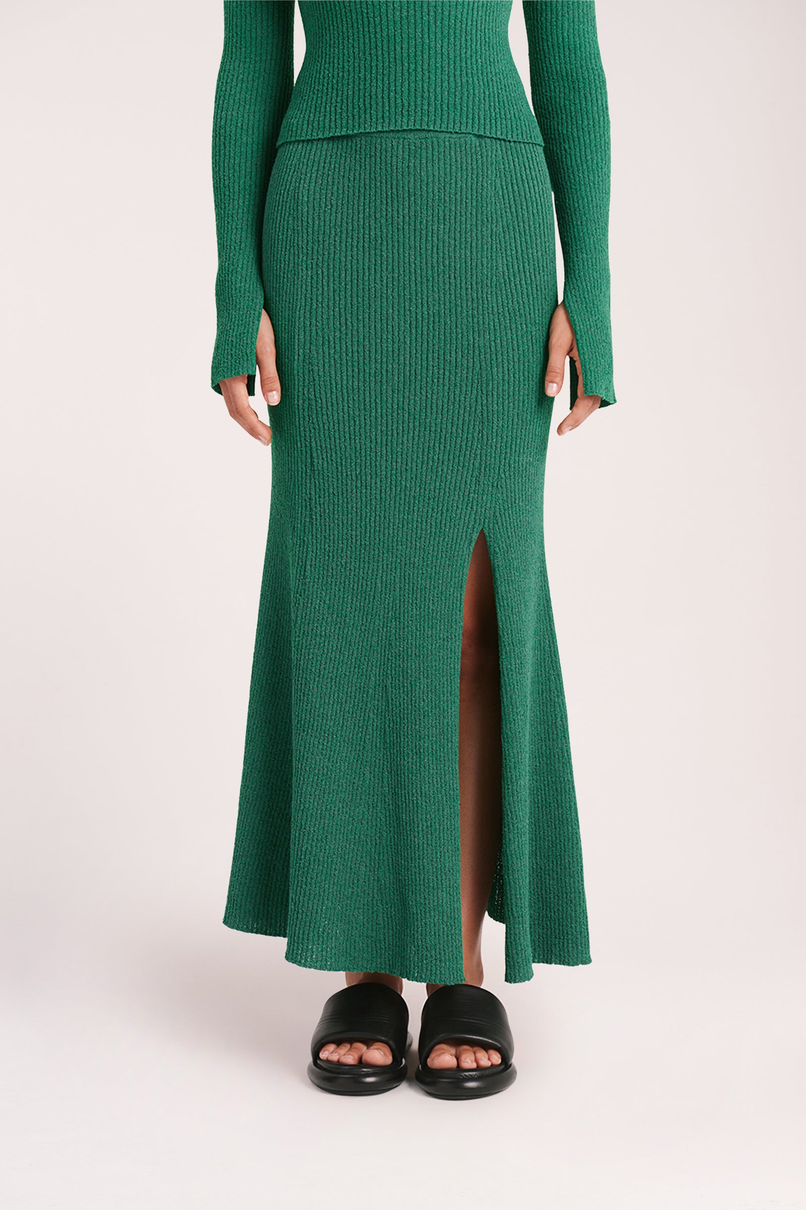 Nude Lucy Dune Knit Skirt In A Green Lotus Colour 