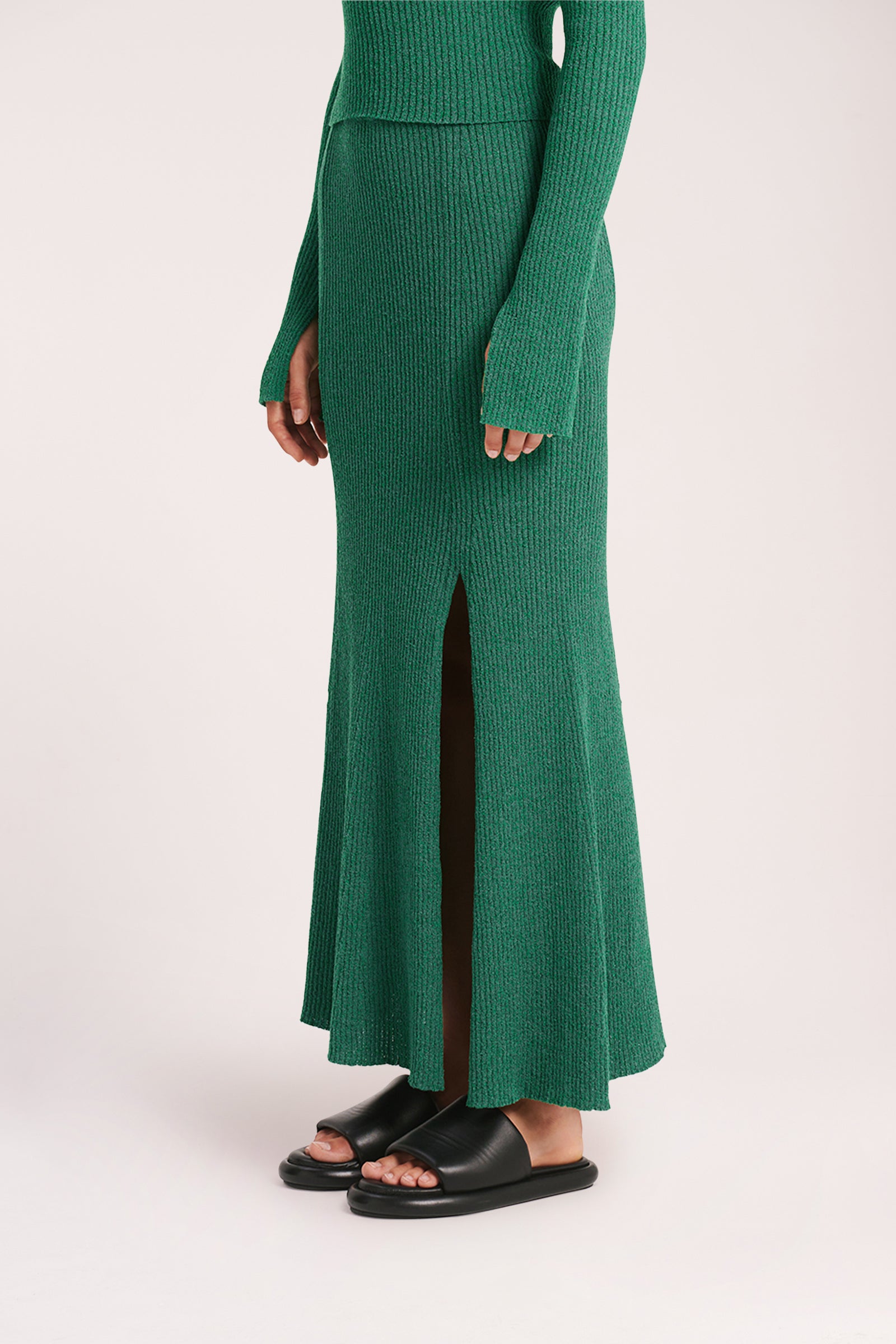Nude Lucy Dune Knit Skirt In A Green Lotus Colour 