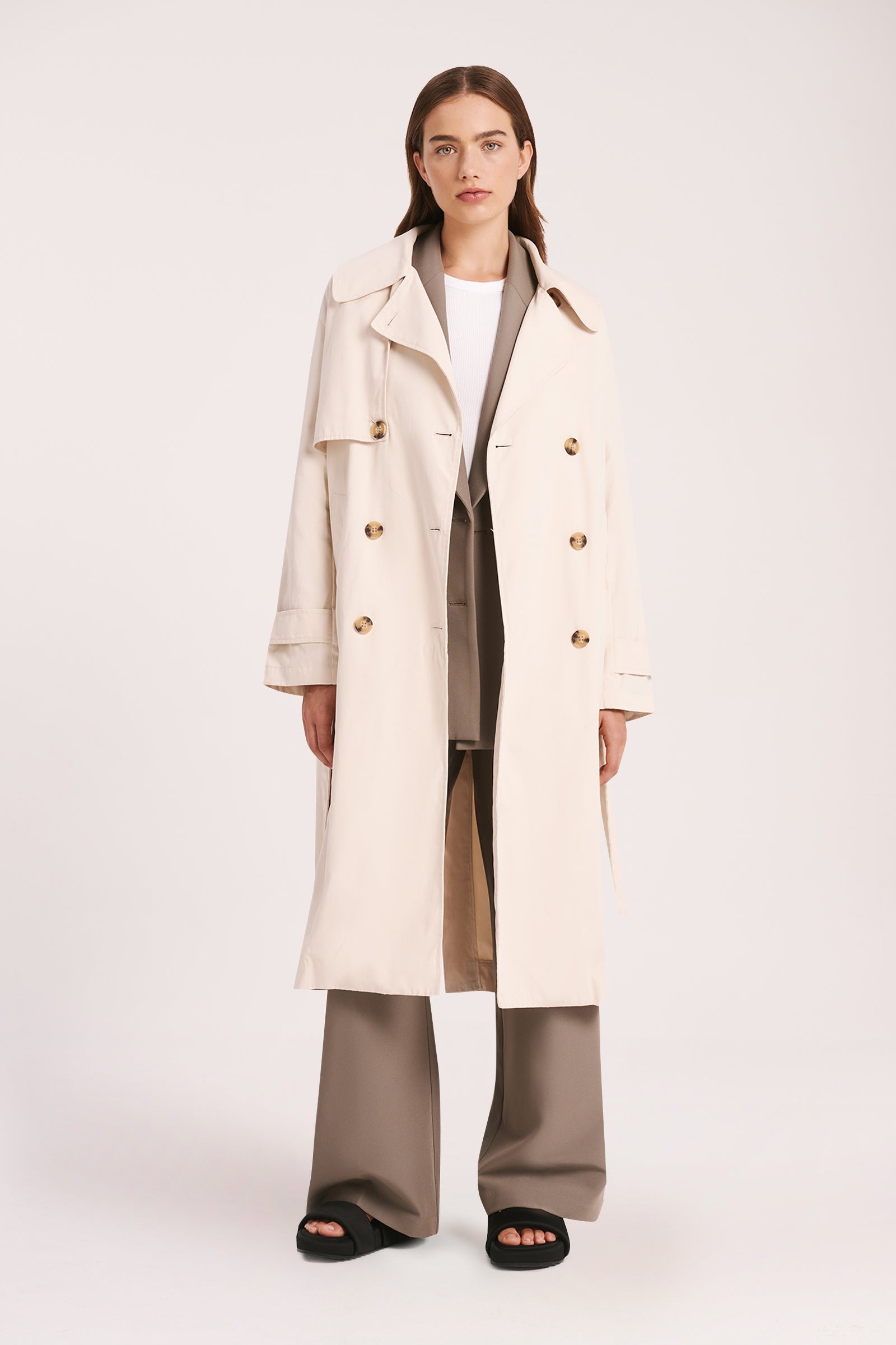 Nude Lucy Odyssey Trench Coat Coat In White Cloud 