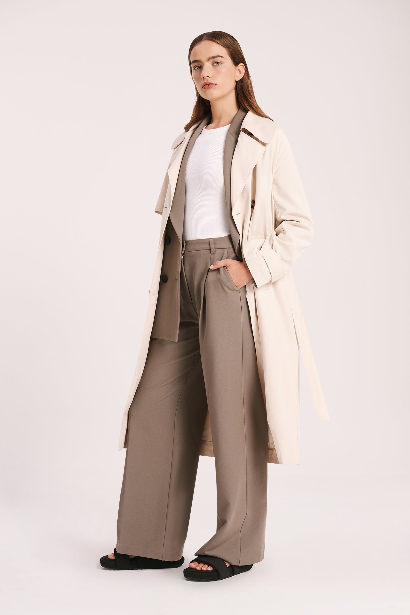 Nude Lucy Odyssey Trench Coat Coat In White Cloud 