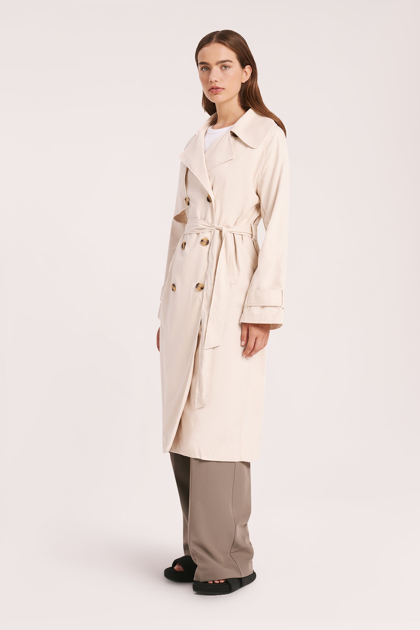 Nude Lucy Odyssey Trench Coat Coat In White Cloud 