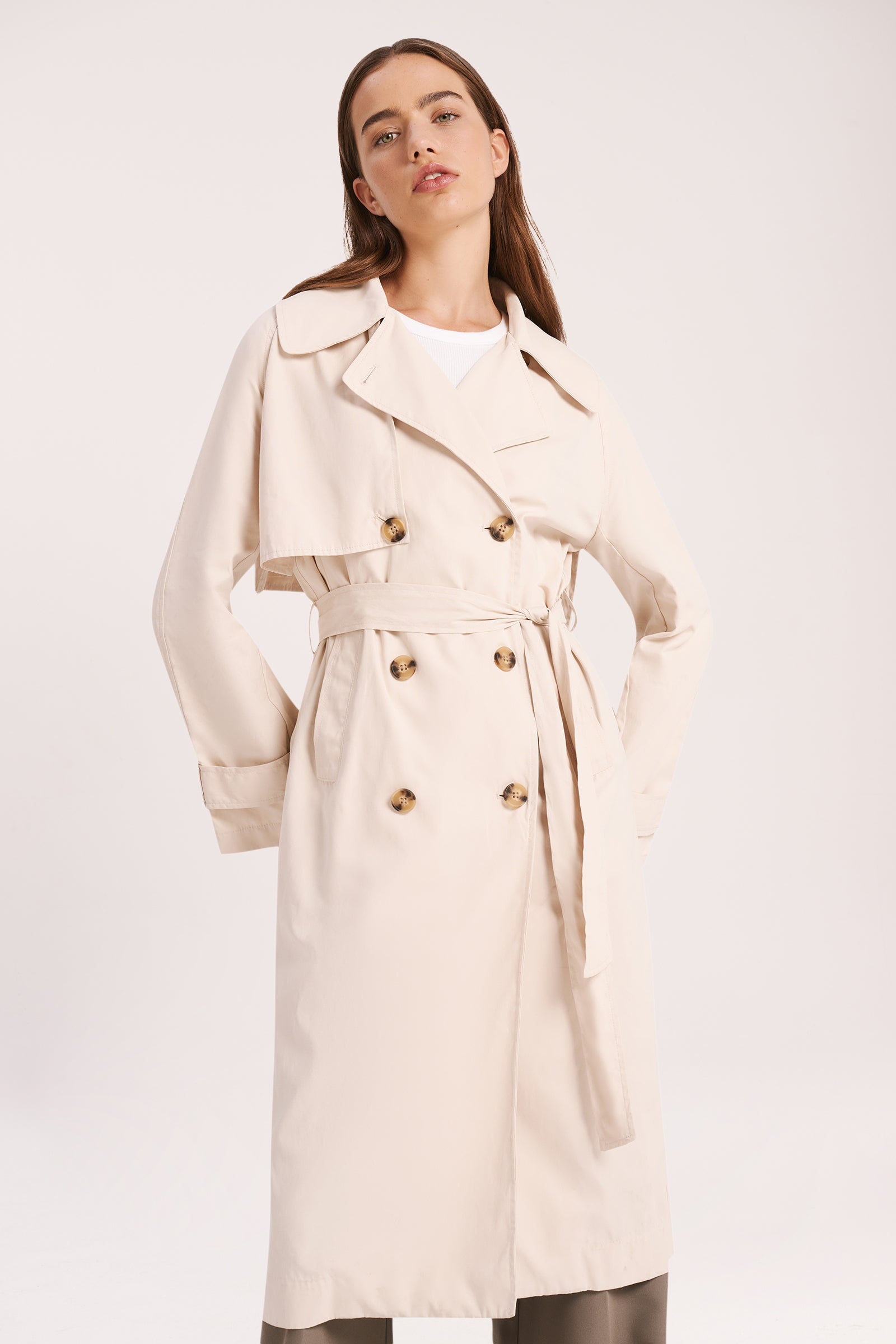 Nude Lucy Odyssey Trench Coat Coat In White Cloud 