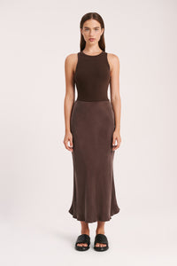 Nude Lucy Organic Rib Tank In A Brown Cinder Colour