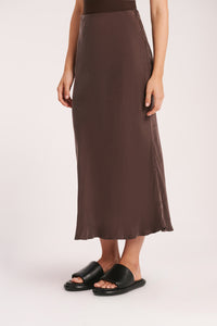 Nude Lucy Harlow Cupro Midi Skirt In A Brown Cinder Colour