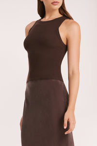 Nude Lucy Organic Rib Tank In A Brown Cinder Colour