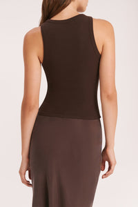 Nude Lucy Organic Rib Tank In A Brown Cinder Colour