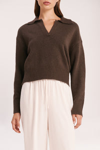 Nude Lucy Kinsley Rugby Knit In A Brown Cinder Colour