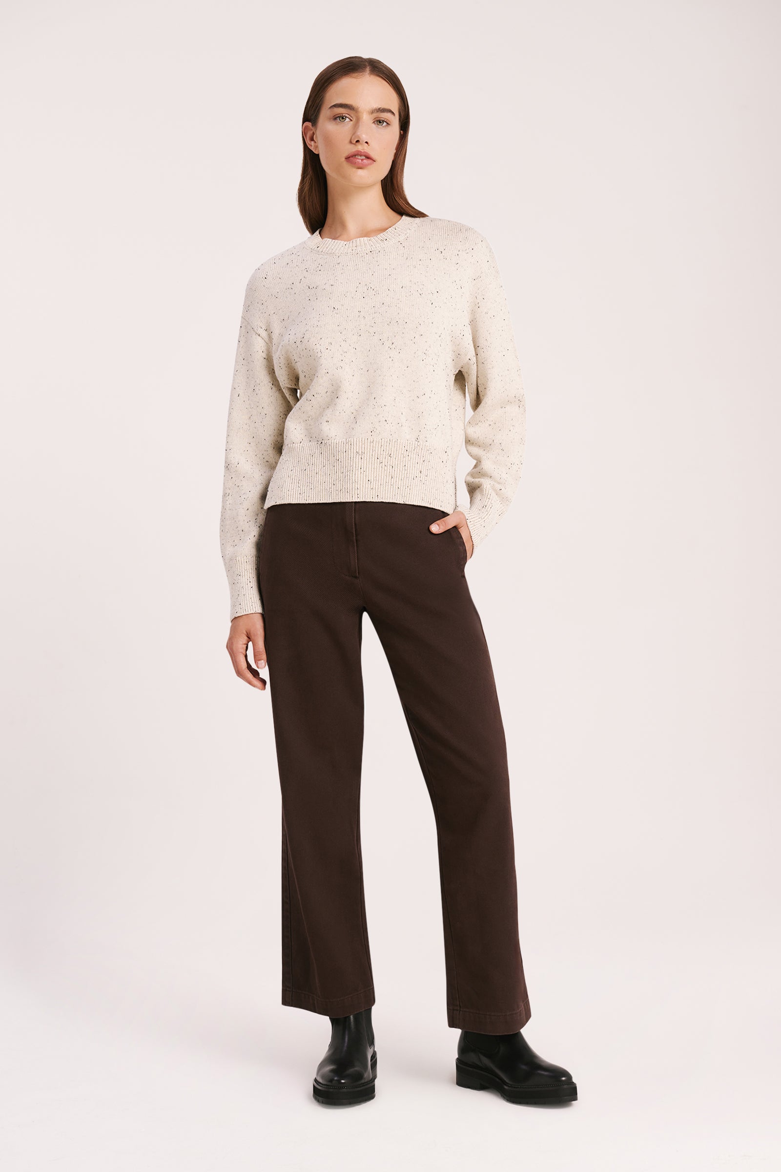 Nude Lucy Umi Speckle Knit in White Cloud