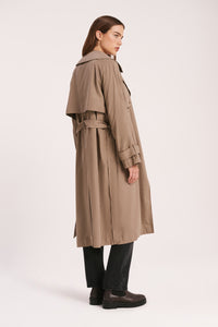 Nude Lucy Odyssey Trench Coat Coat In a Dark Brown Smoke Colour