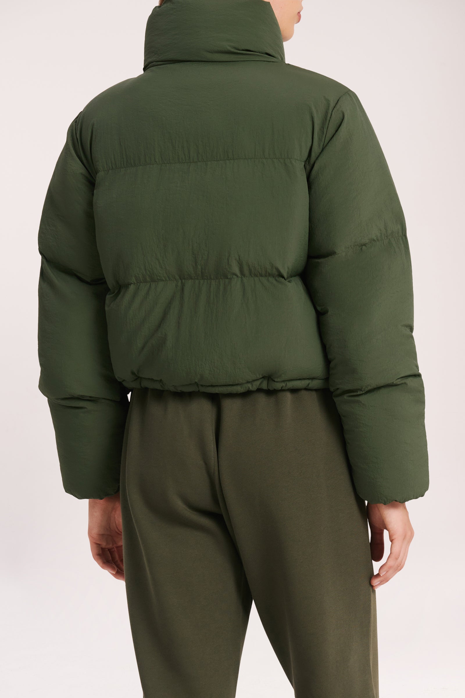 Nude Lucy Topher Puffer Jacket In A Deep Green Hunter Colour 