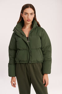 Nude Lucy Topher Puffer Jacket In a Deep Green Hunter Colour
