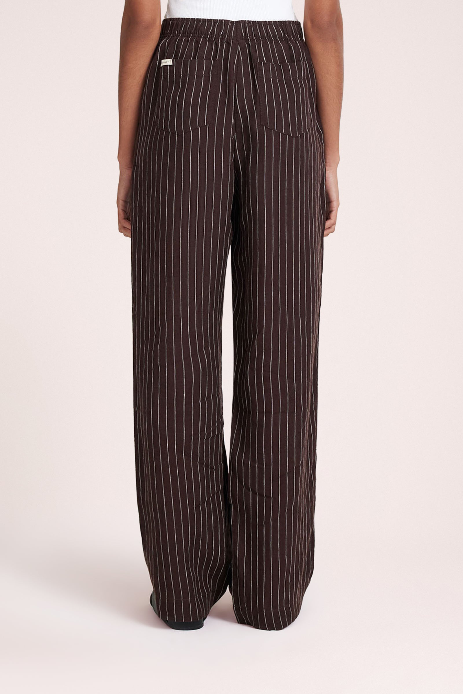 Lounge Stripe Linen Pant Raisin Stripe 