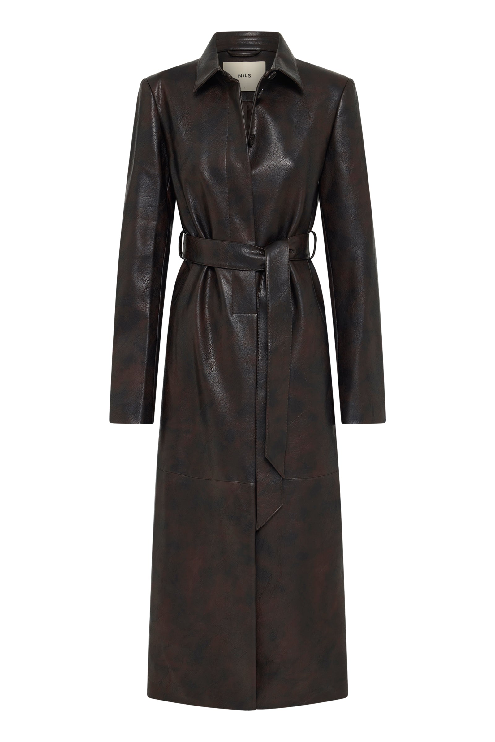 Innez Vegan Leather Trench Dark Chocolate 