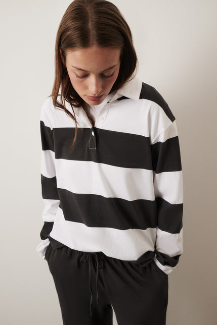 Organic Lounge Jersey Coal Stripe 