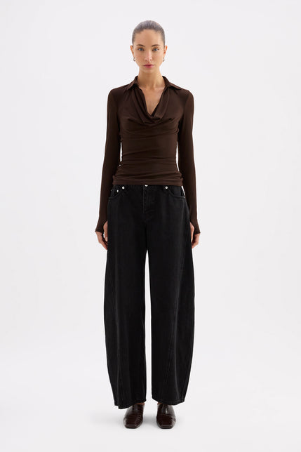 Venus Cowl Neck Top Dark Chocolate 