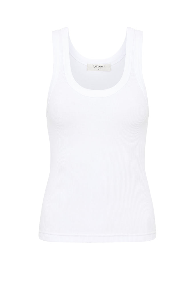 Shop Organic Rib Singlet in White | Nude Lucy