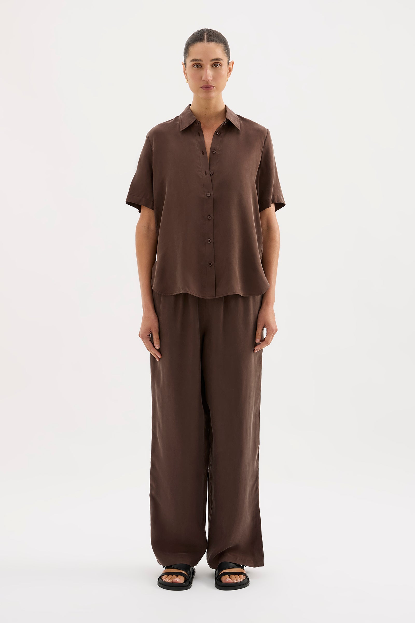 Dara Cupro Shirt Chocolate 