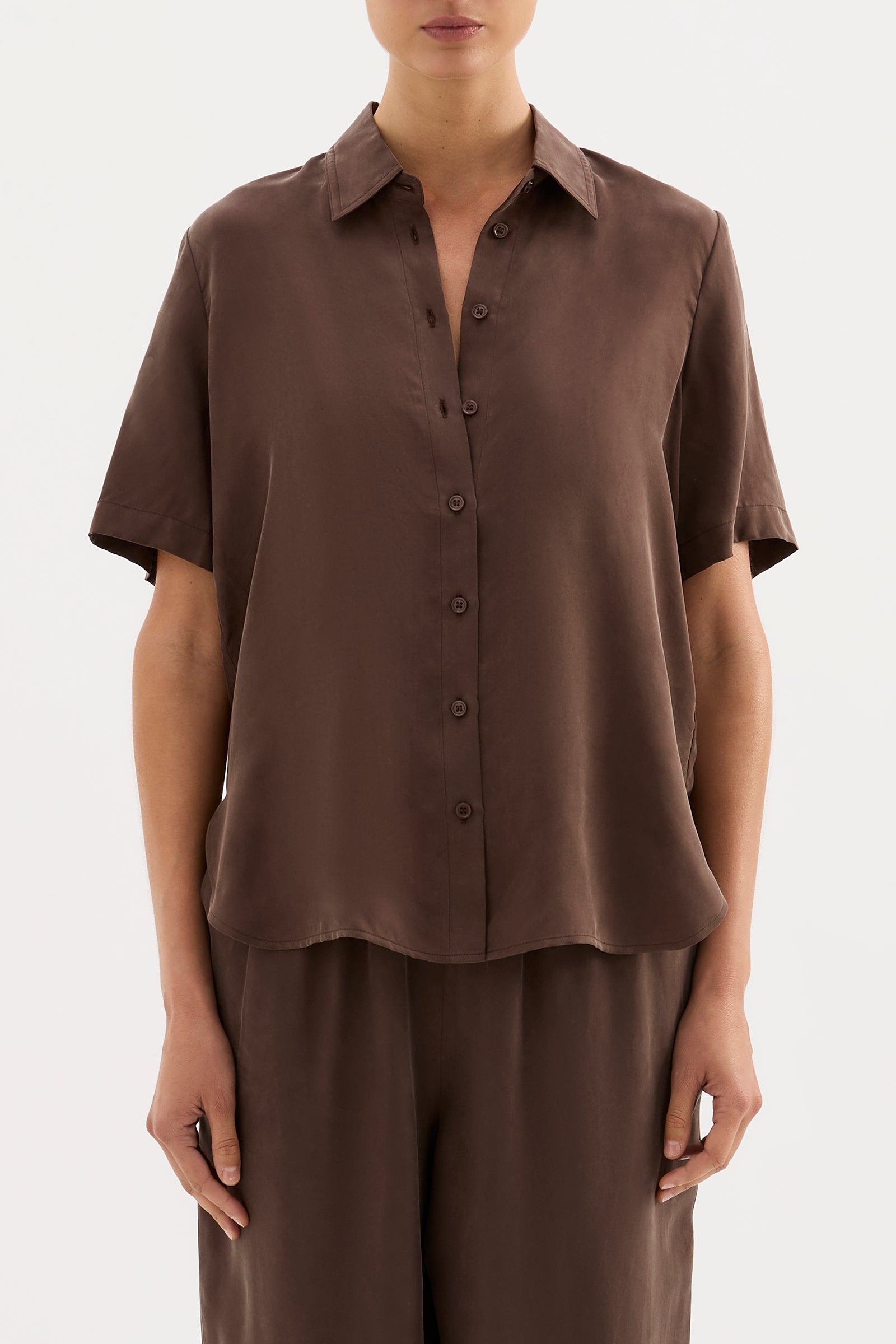 Dara Cupro Shirt Chocolate 