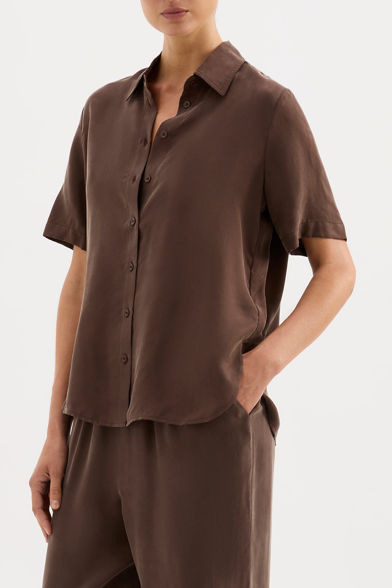 Dara Cupro Shirt Chocolate 