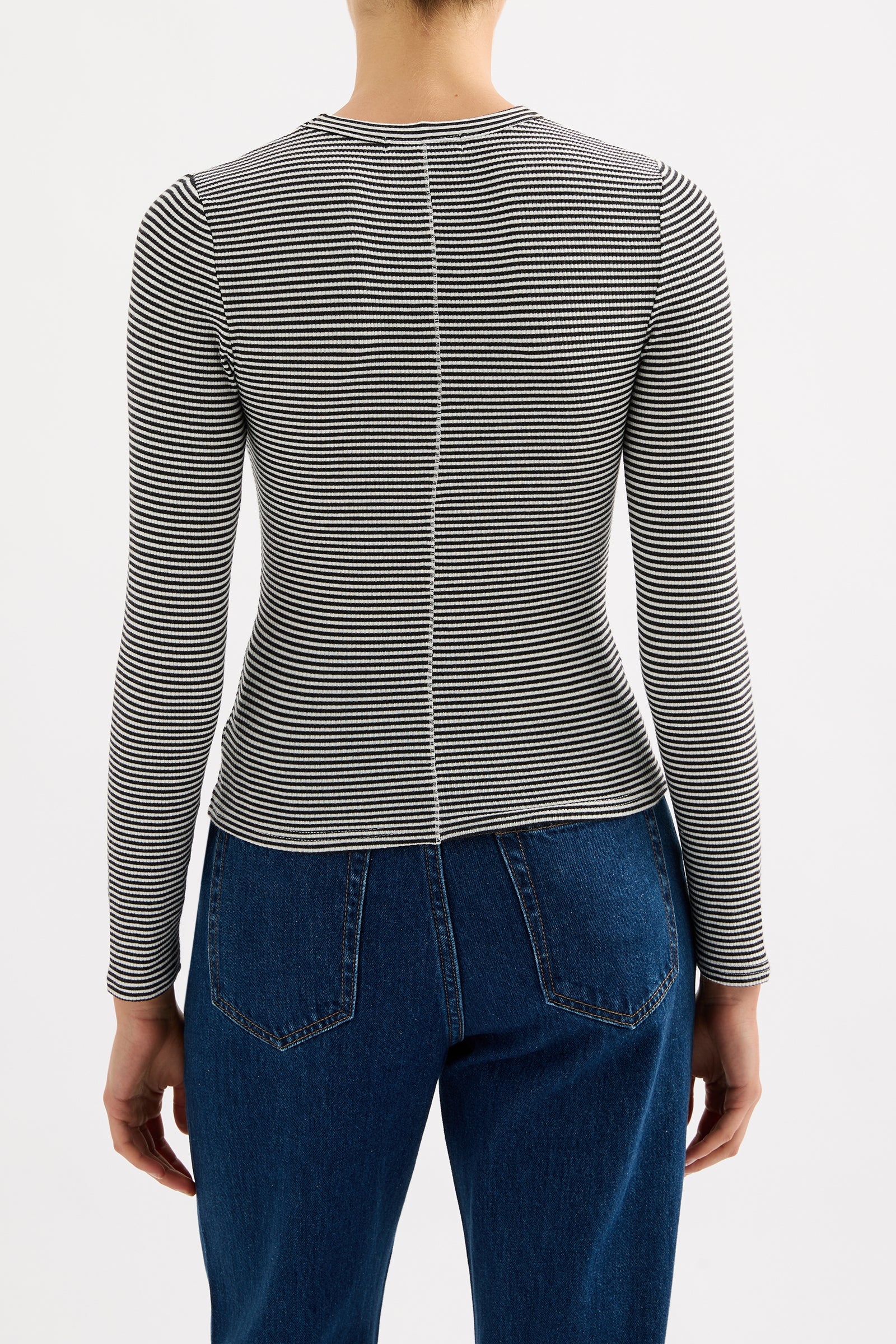 Organic Rib Ls Tee Black Stripe 