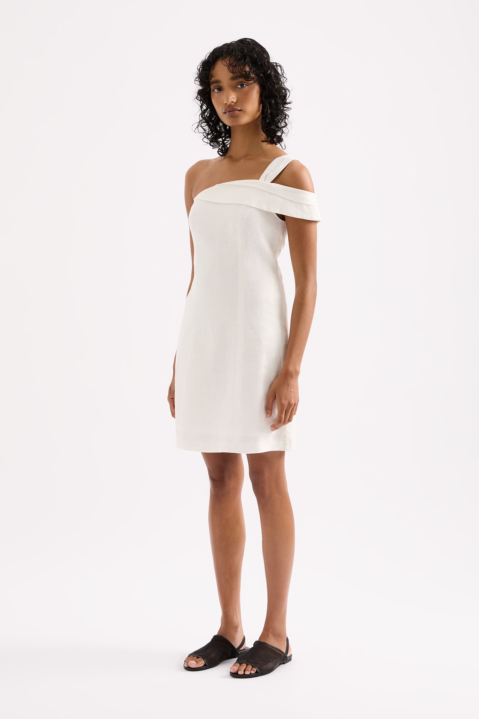 Reese Linen Mini Dress White 