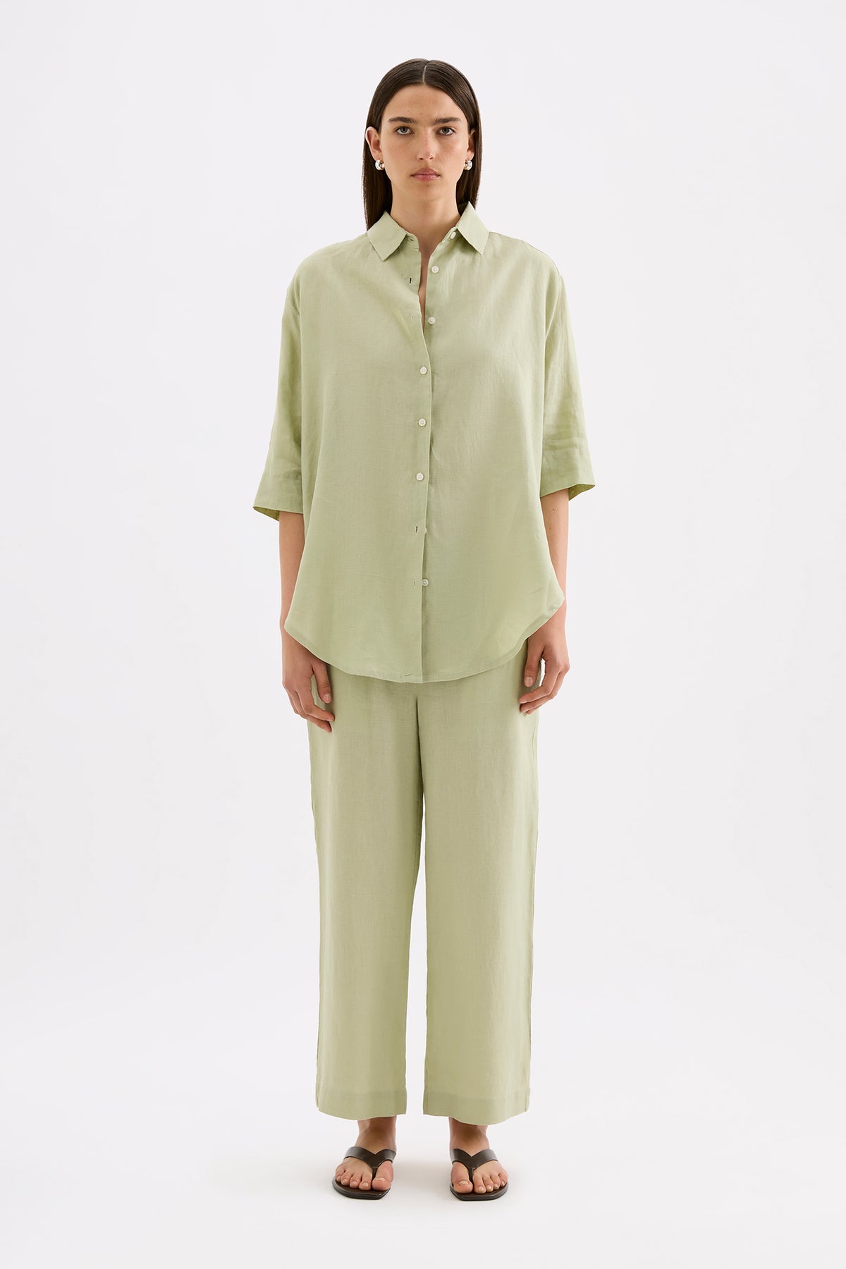Lounge Linen Longline Shirt & Crop Pant Set 
