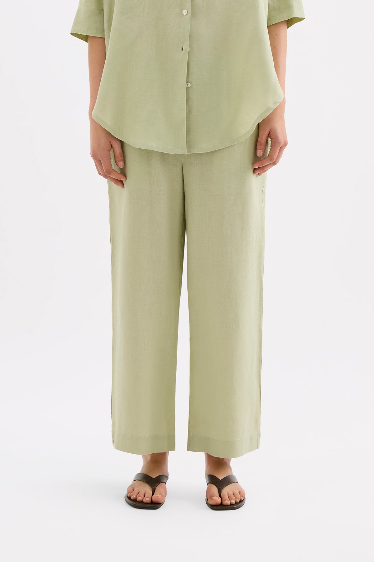 Lounge Linen Longline Shirt & Crop Pant Set 