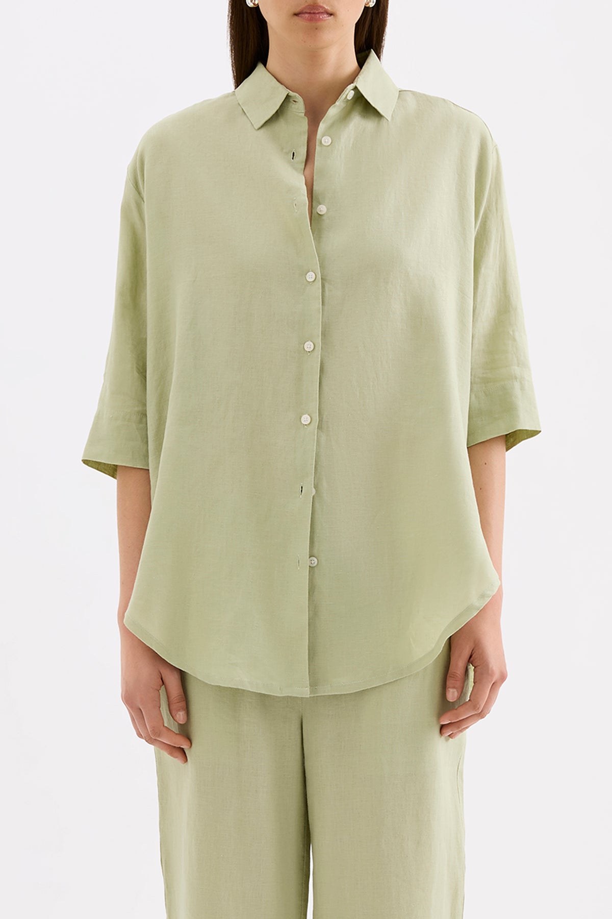 Lounge Linen Longline Shirt & Crop Pant Set 
