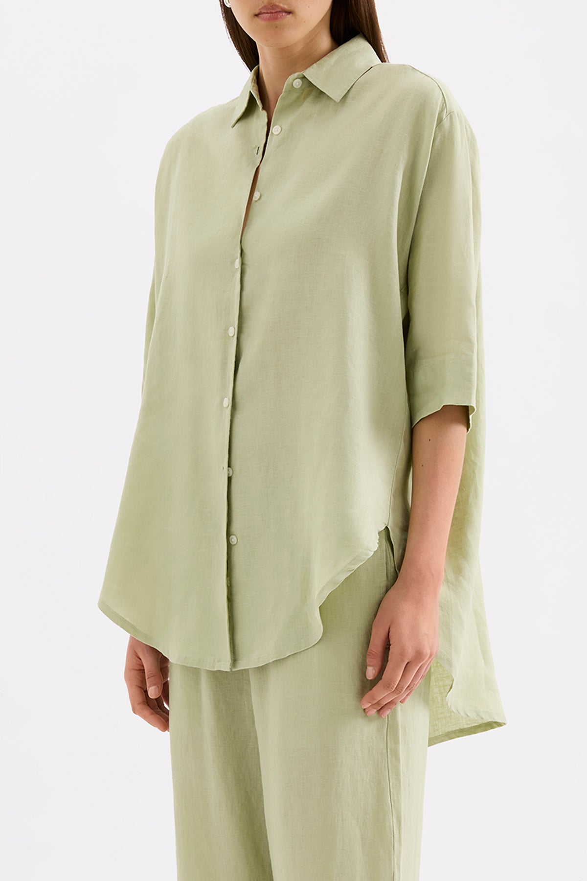 Lounge Linen Longline Shirt & Crop Pant Set 