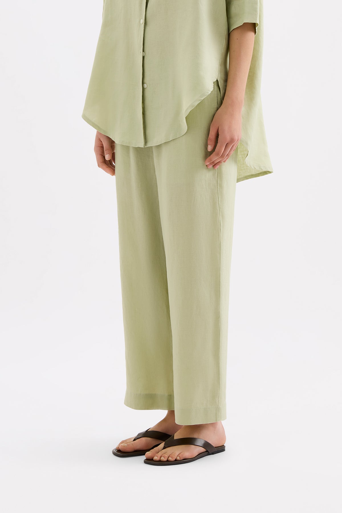Lounge Linen Longline Shirt & Crop Pant Set 