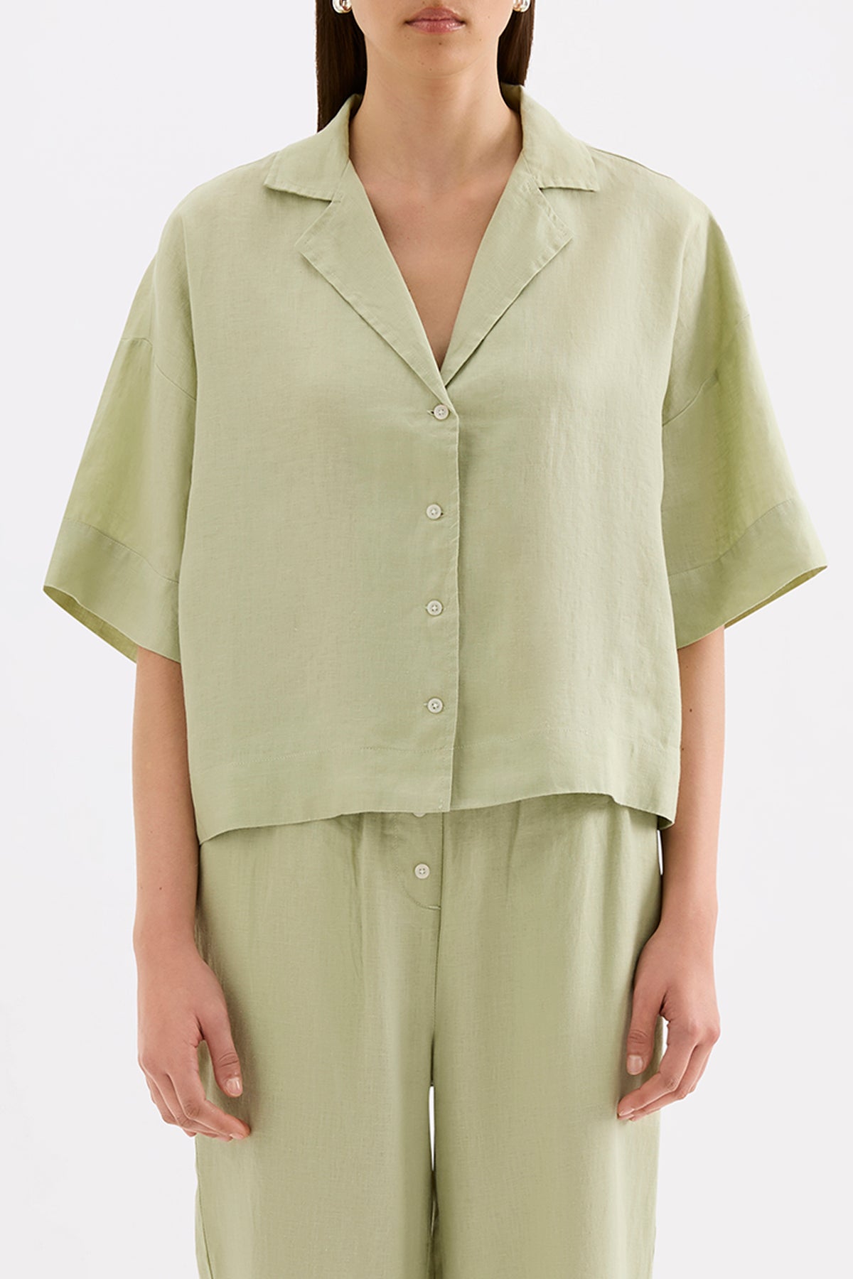 Lounge Linen Shirt & Crop Pant Set 