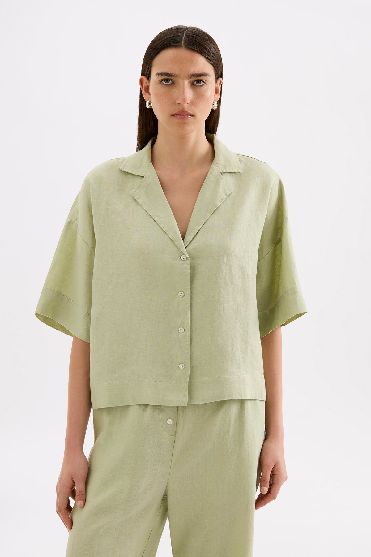 Lounge Linen Shirt & Crop Pant Set 