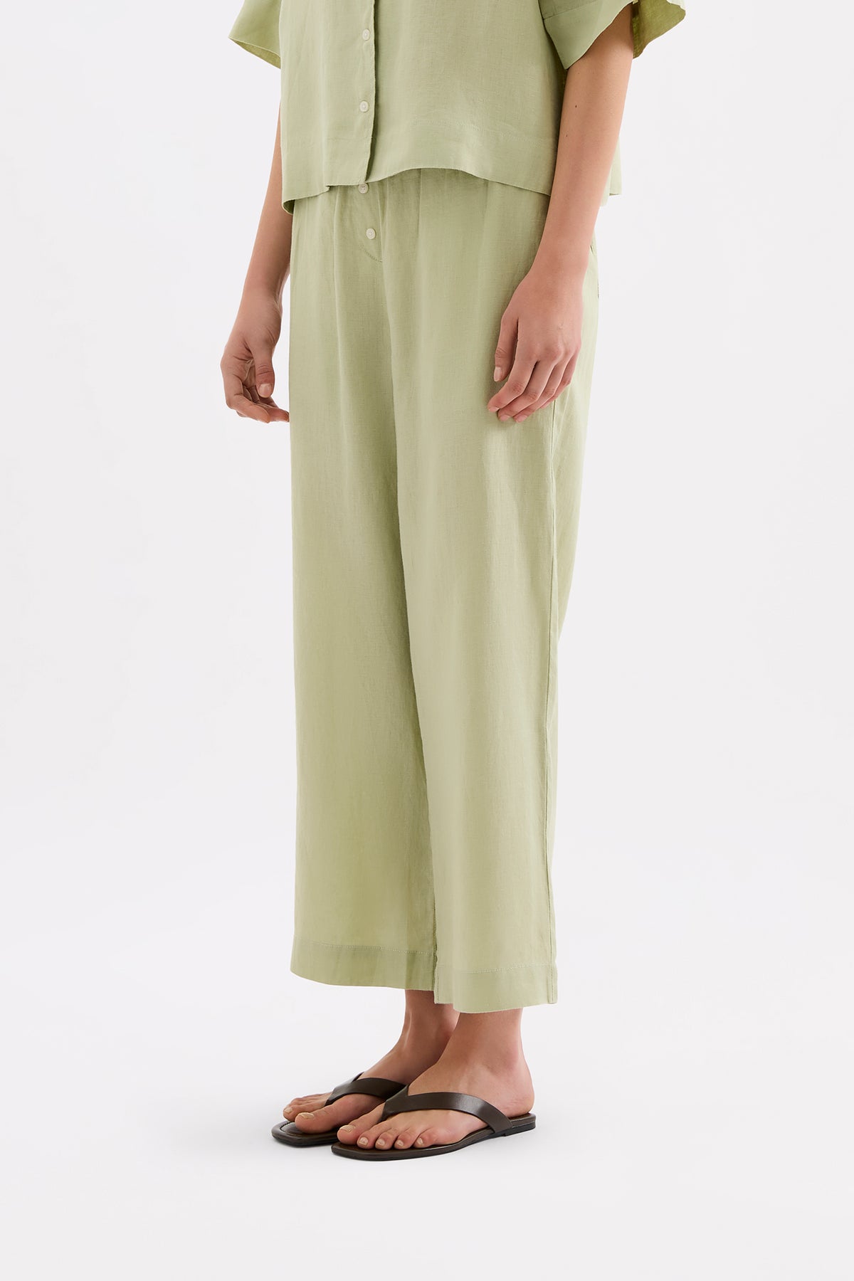 Lounge Linen Shirt & Crop Pant Set 