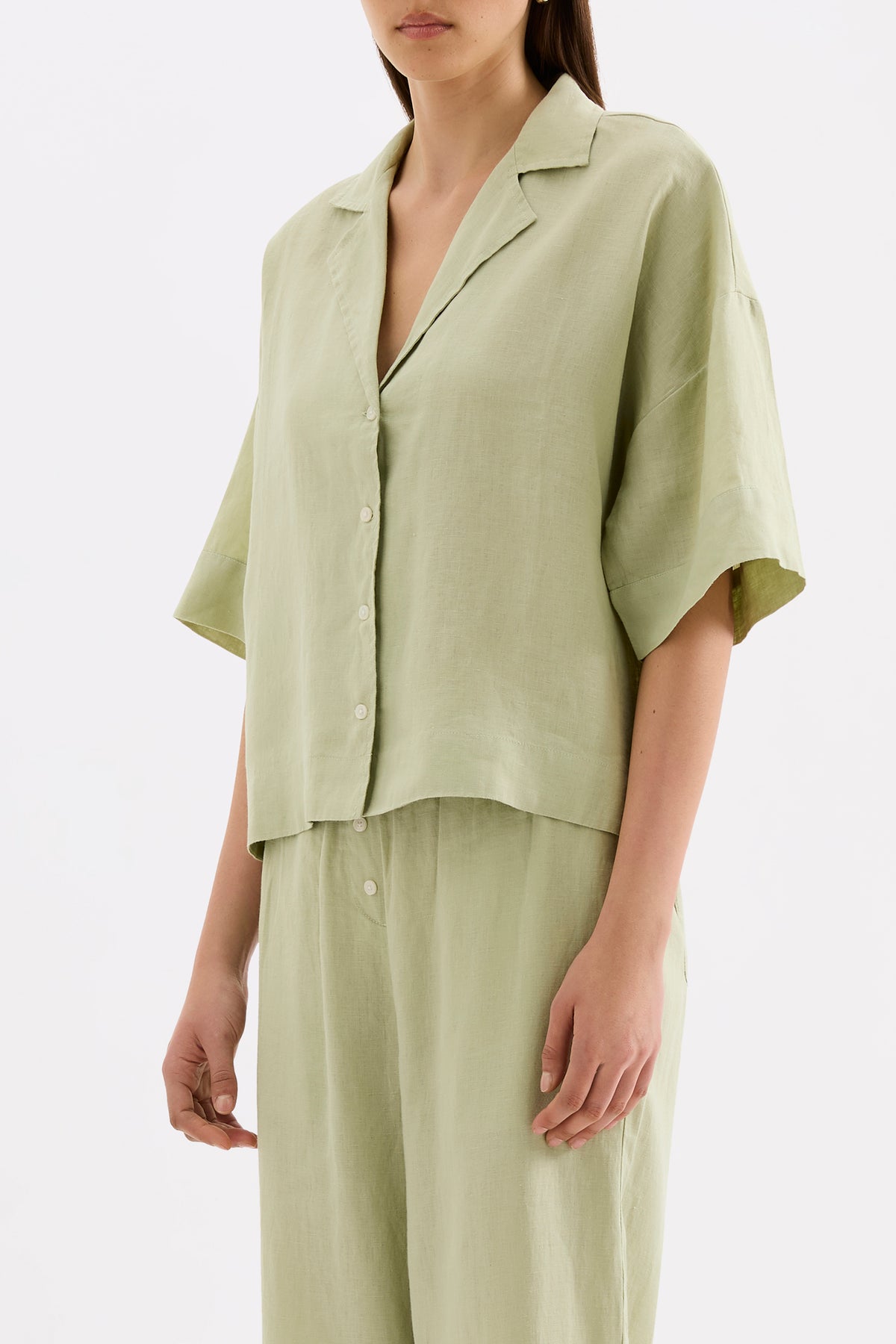 Lounge Linen Shirt & Crop Pant Set 