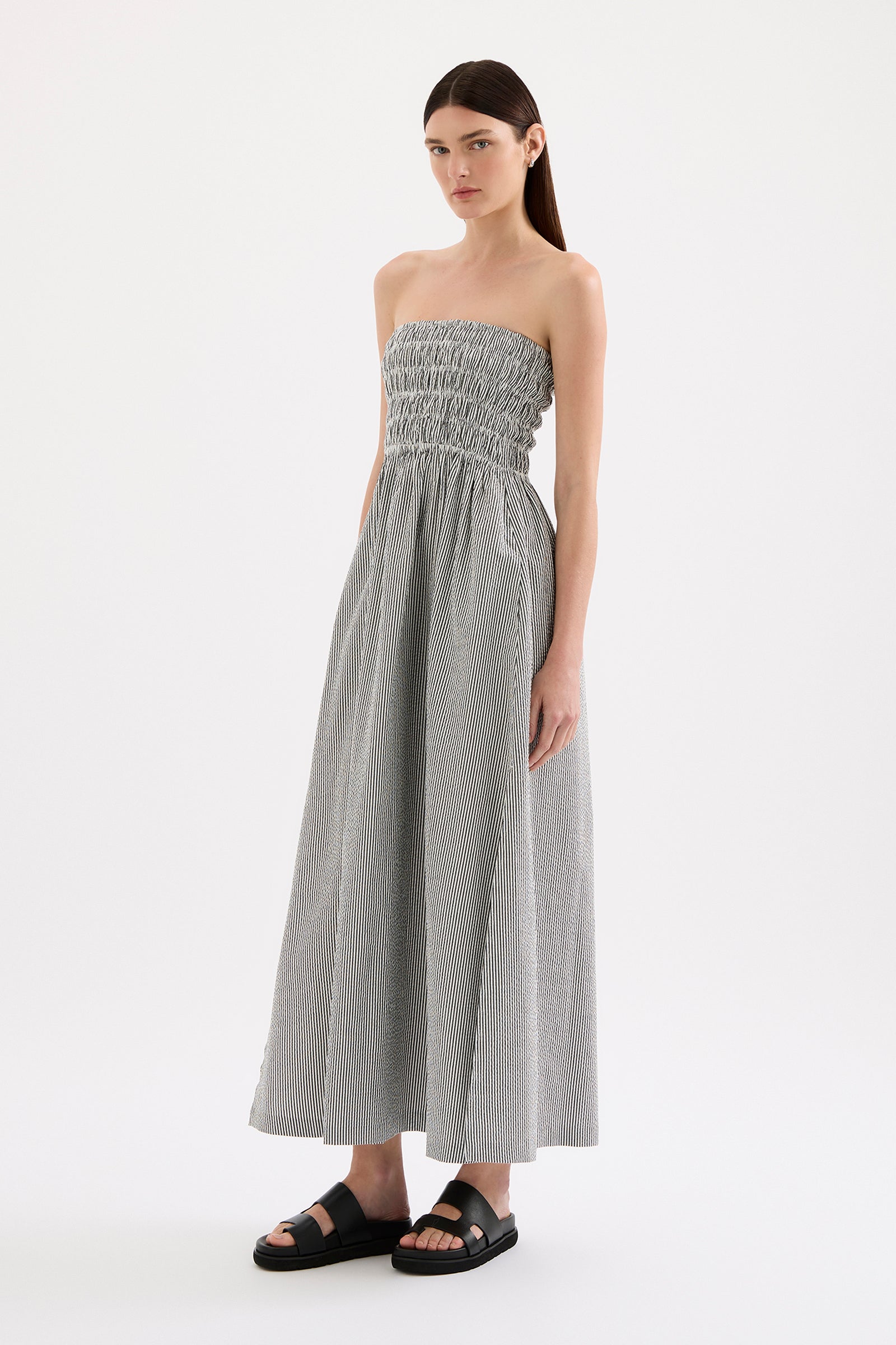 Quinn Maxi Dress Black Stripe 