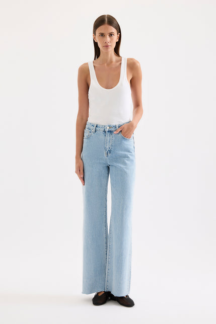 Cali Stretch Wide Leg Jean Sky Blue 