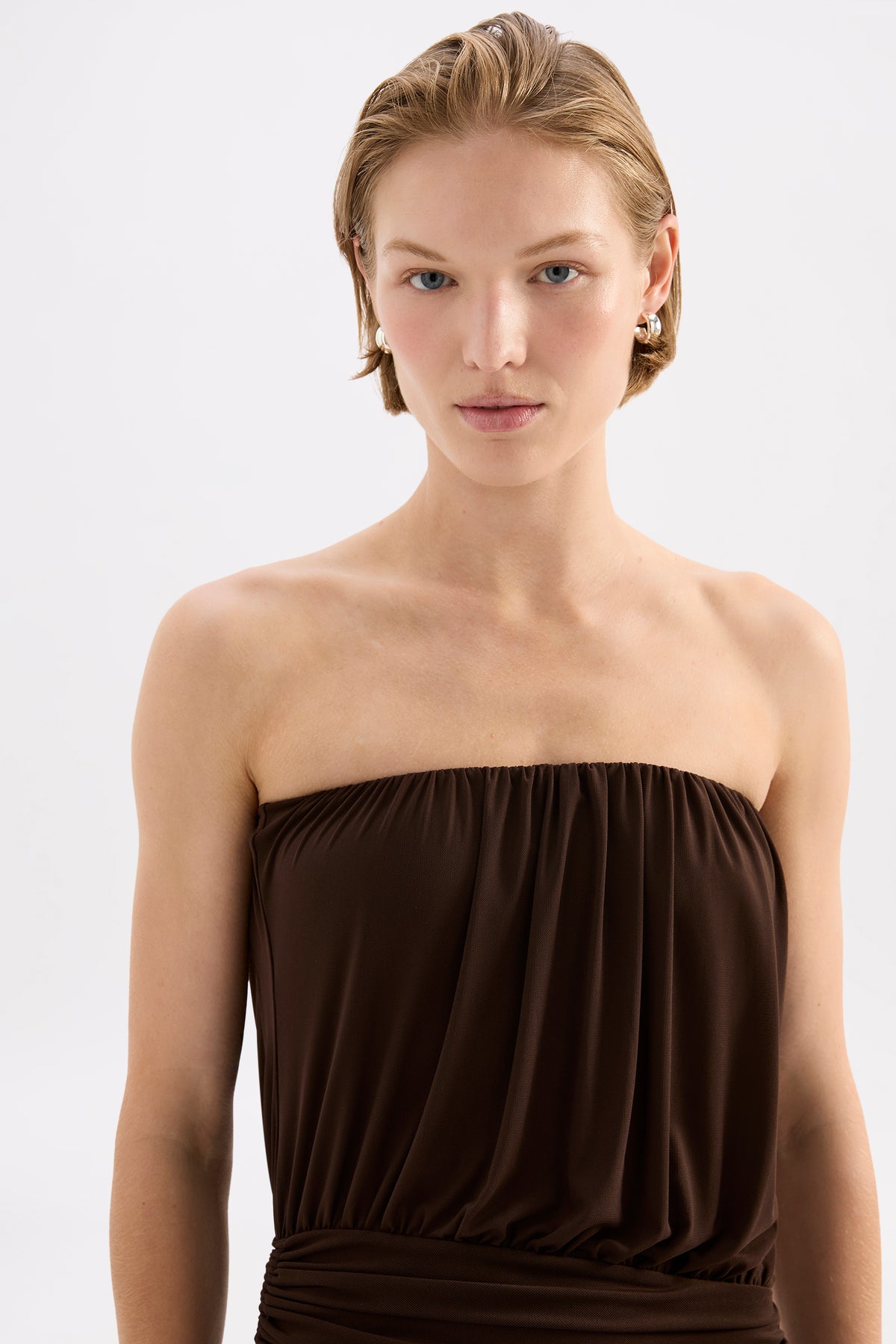 Isola Mesh Maxi Dress Dark Chocolate 