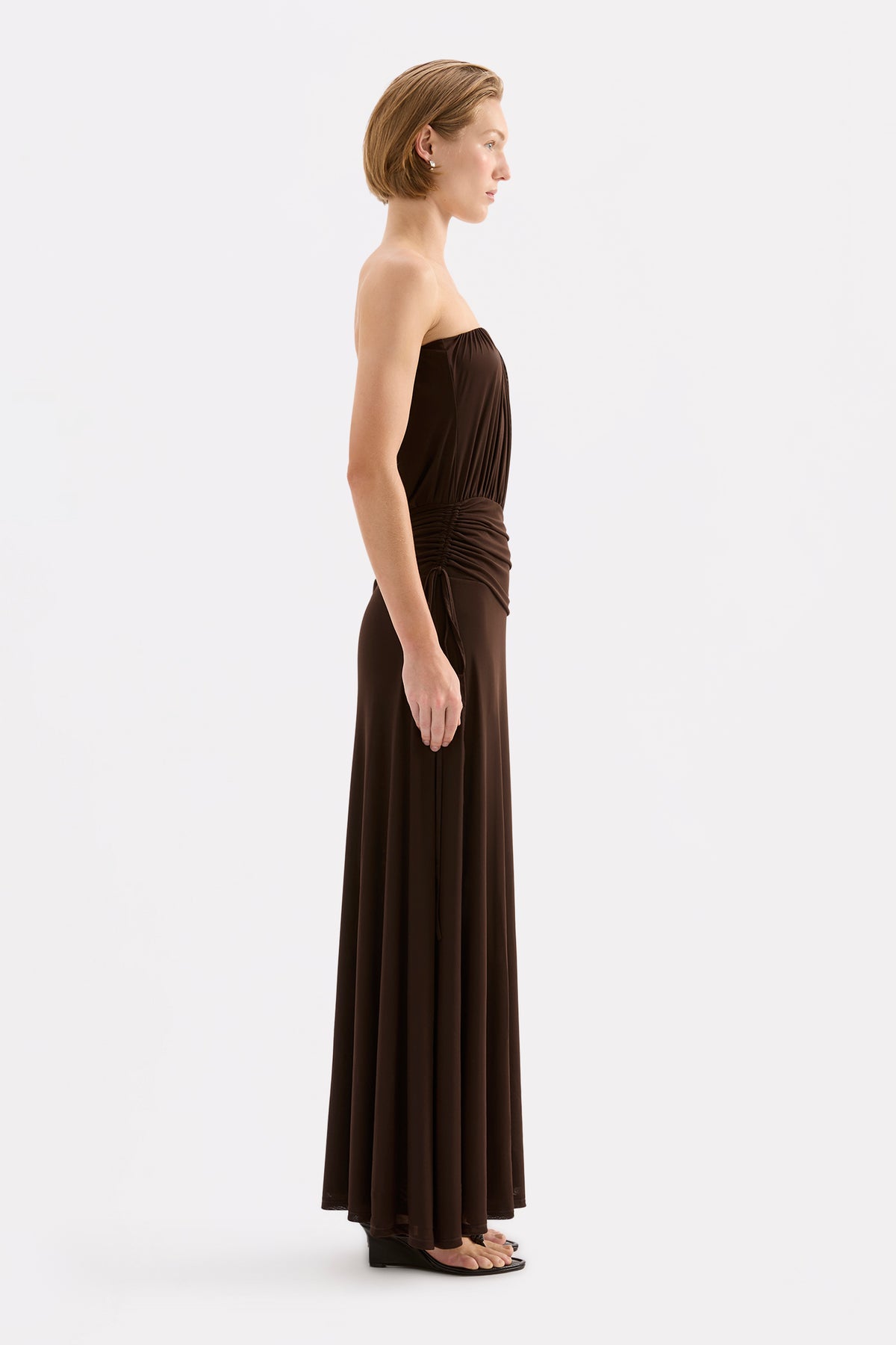 Isola Mesh Maxi Dress Dark Chocolate 