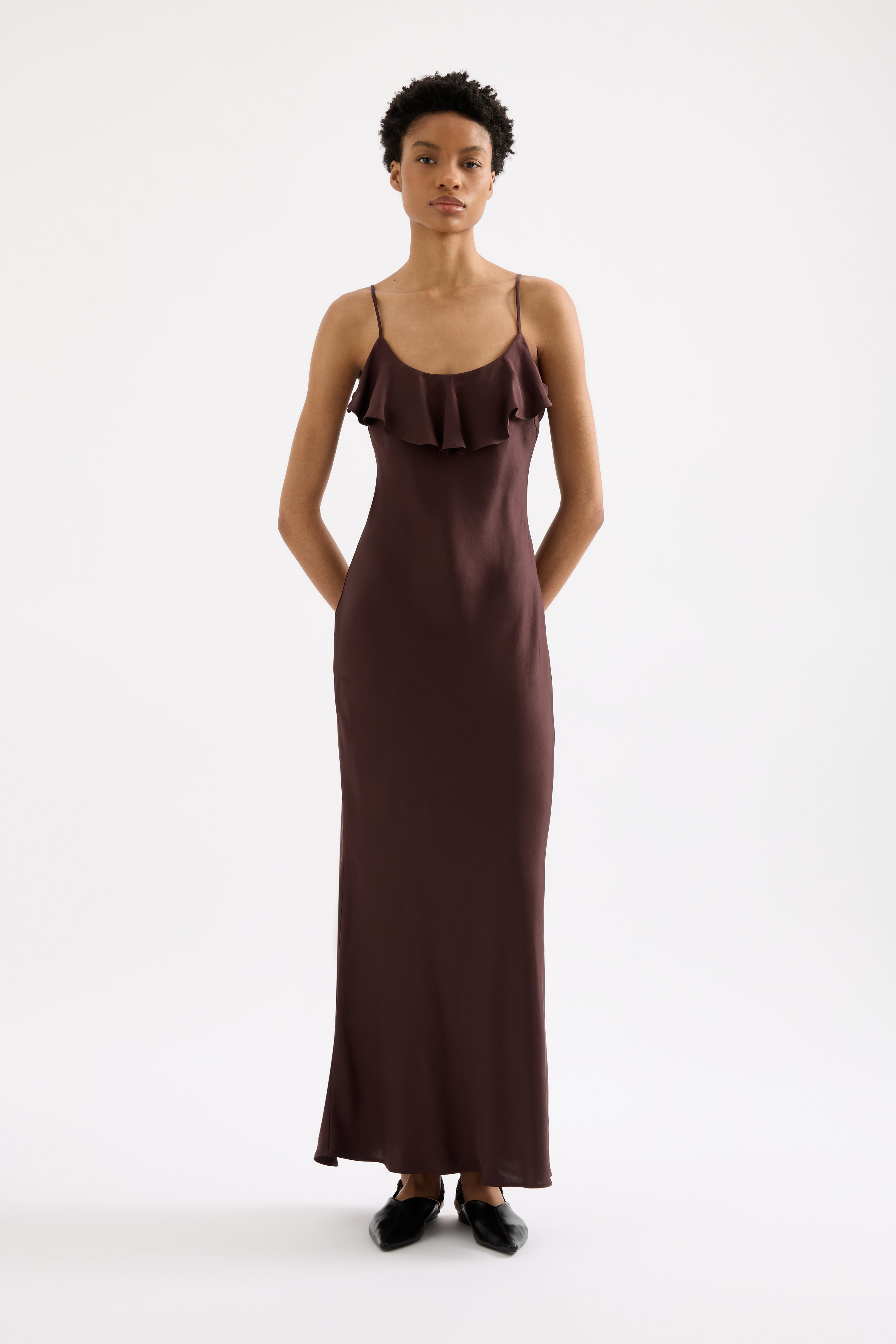 Shop Neve Slip Maxi Dress in Espresso Shop Neve Slip Maxi Dress in Espresso