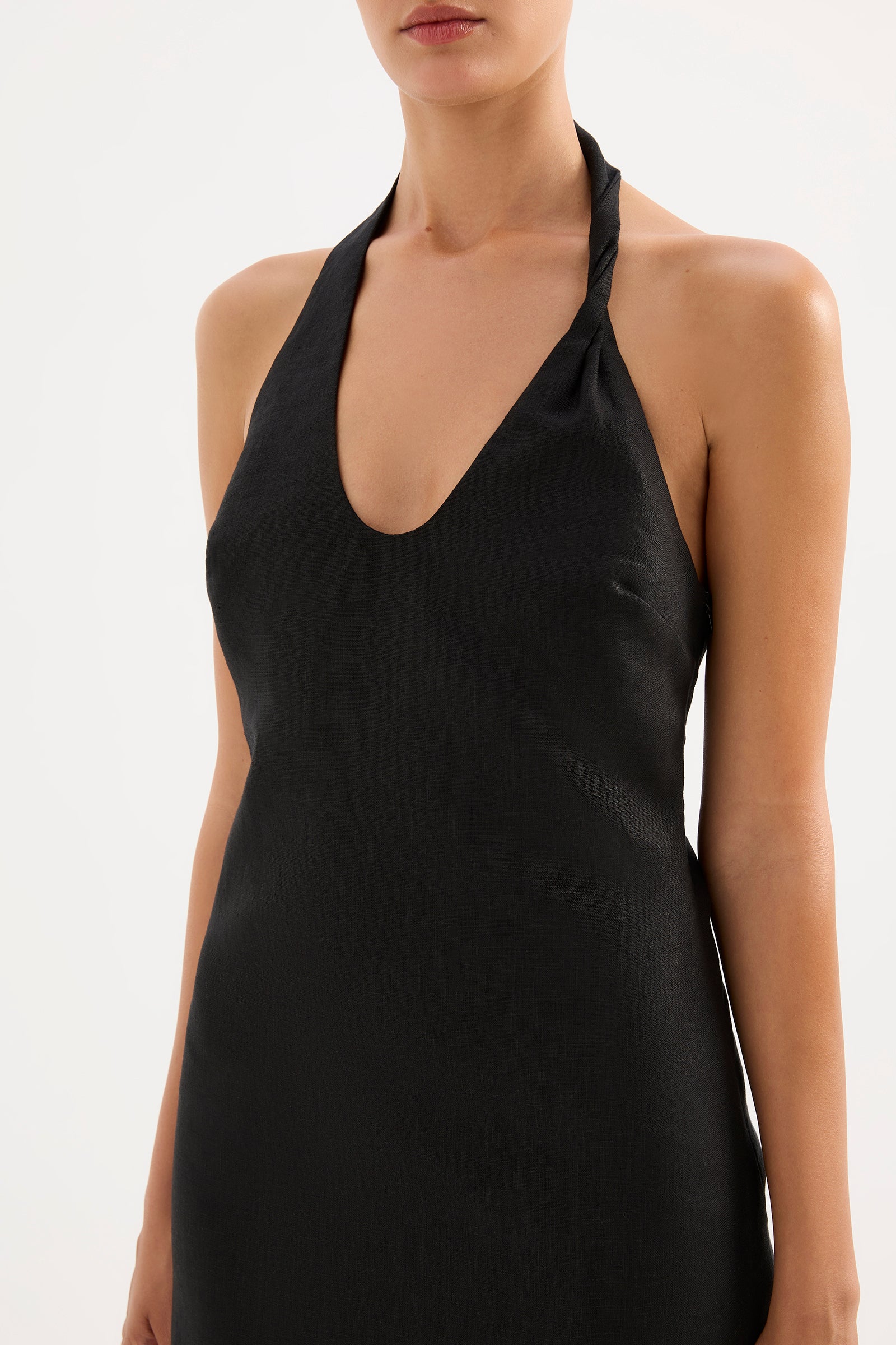 Zayda Linen Mini Dress Black 
