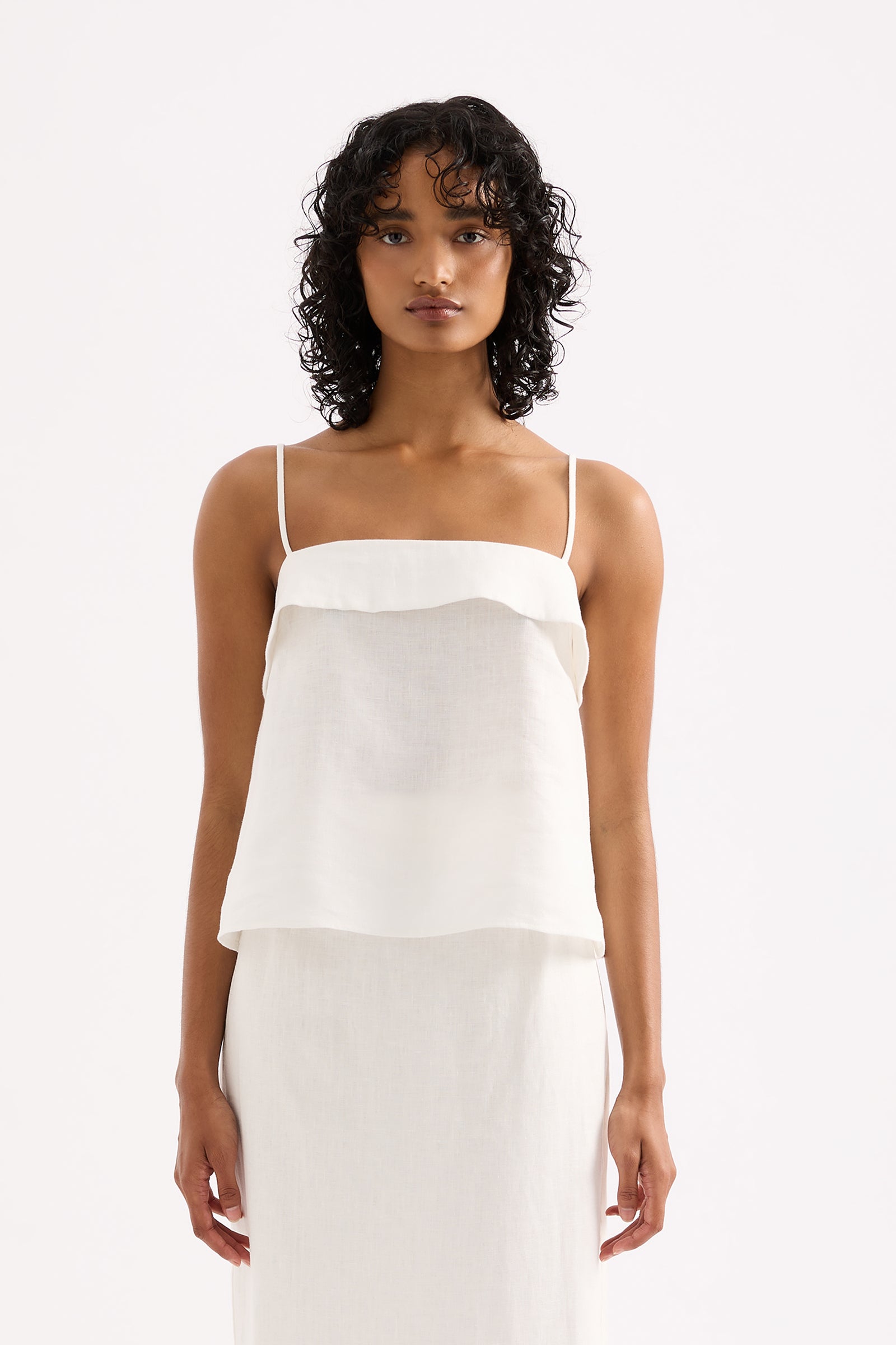 Sadie Linen Cami White 