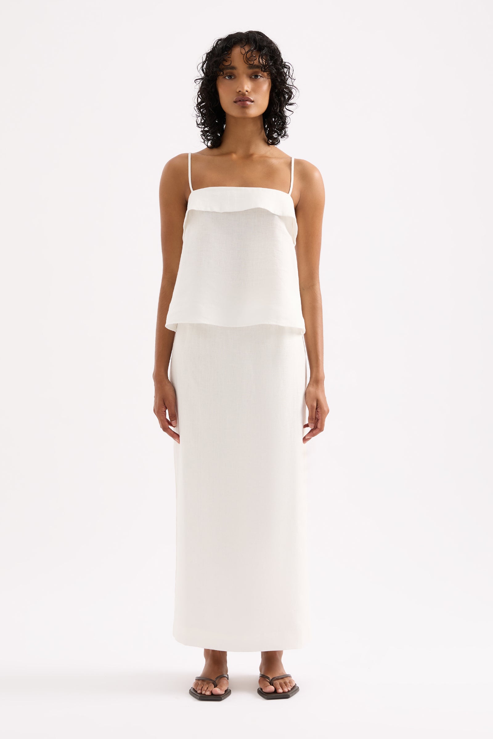 Sadie Linen Maxi Skirt White 