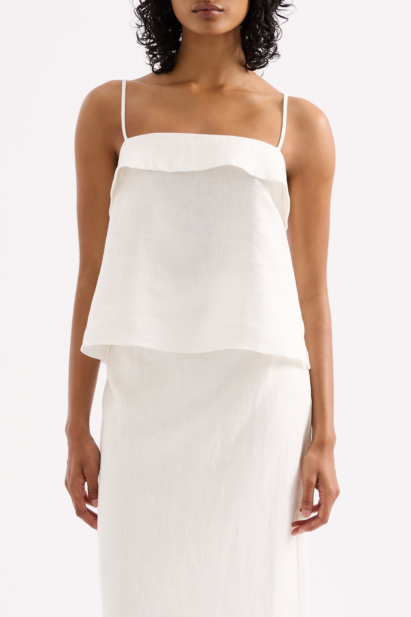 Sadie Linen Cami White 