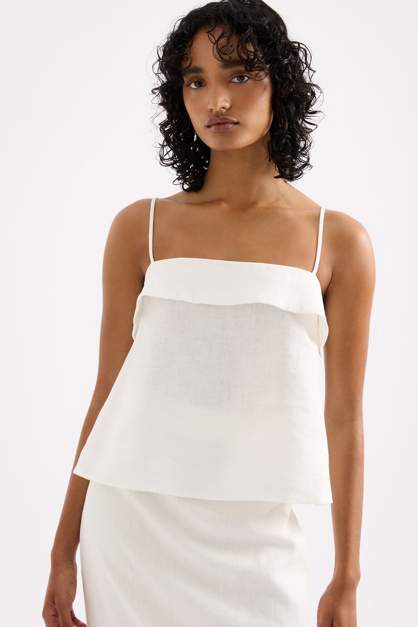 Sadie Linen Cami White 