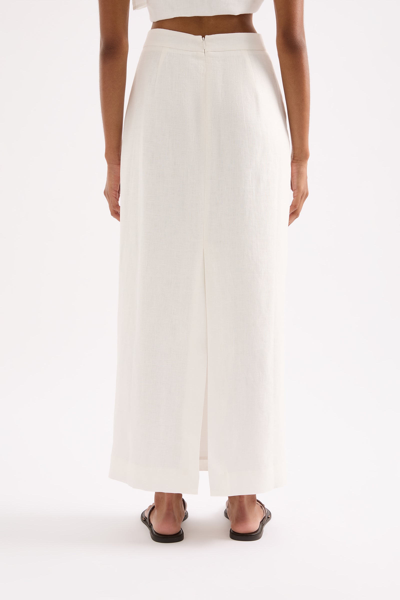 Sadie Linen Maxi Skirt White 